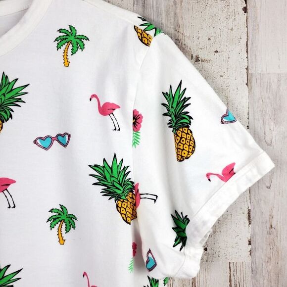Vibe N Pineapple Print Cropped Tee Shirt White Size XL - Picture 5 of 8